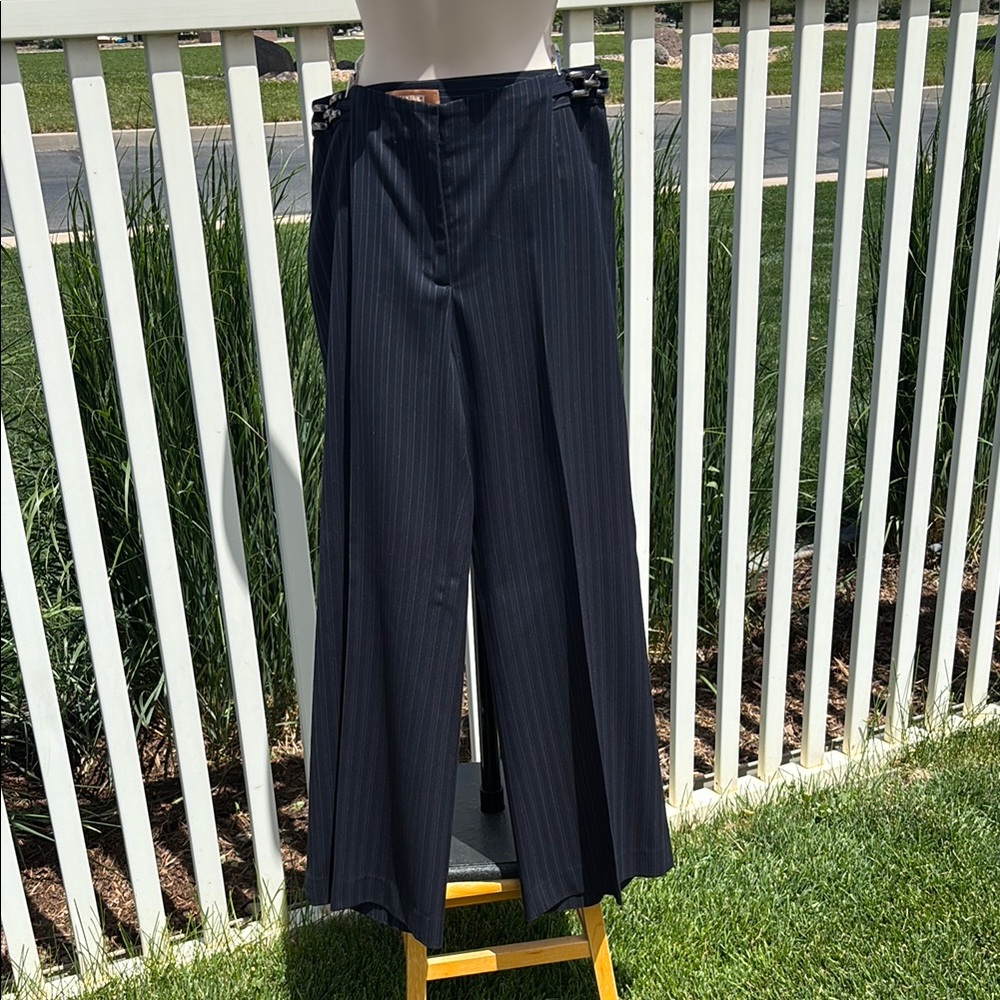Ellen Tracy Navy & Tan Zip Front Pants Size 10